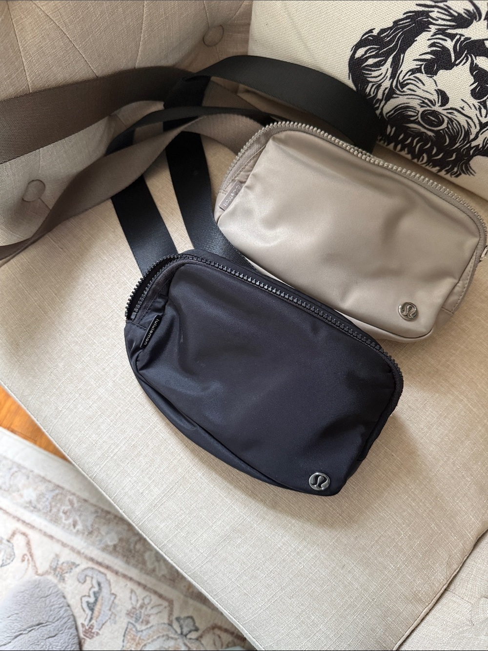 lululemon athletica Black and Taupe Nylon Belt Bags